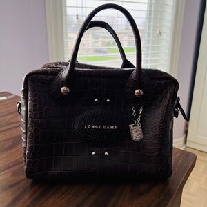 Longchamp - Top-Handle Leather Bag w/ Detachable Shoulder Strap, Good Condition!